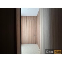 Natural Veneer Interior Door with Royal Black Anodized Profile – Developer Supply UAE